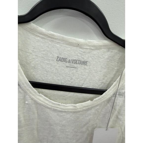 New Zadig & Voltaire Amber Linen “Love Is” Tee Shirt NWT Size XS - Picture 3 of 6